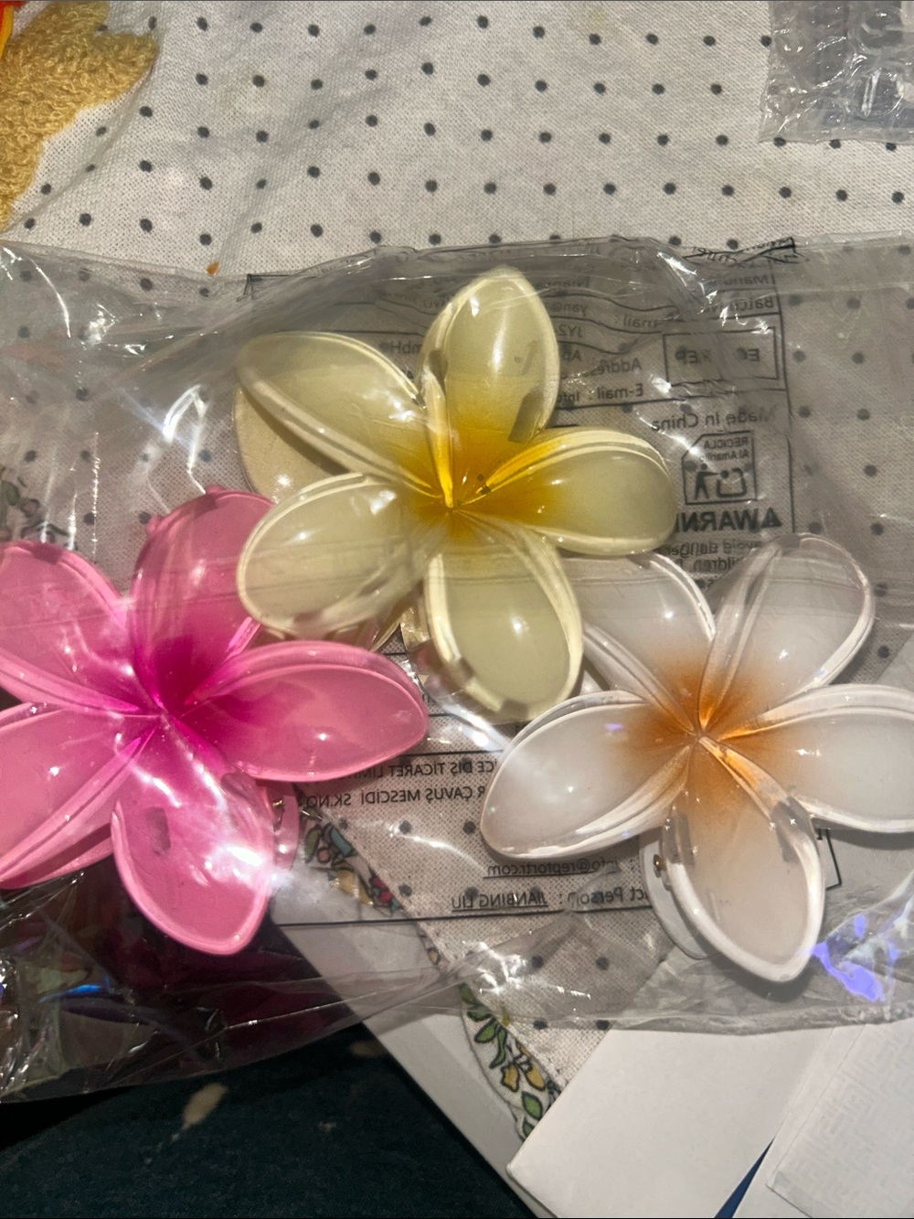 3 pk hair clips Plumeria Flower Set - Pink, Cream, White - Unbranded